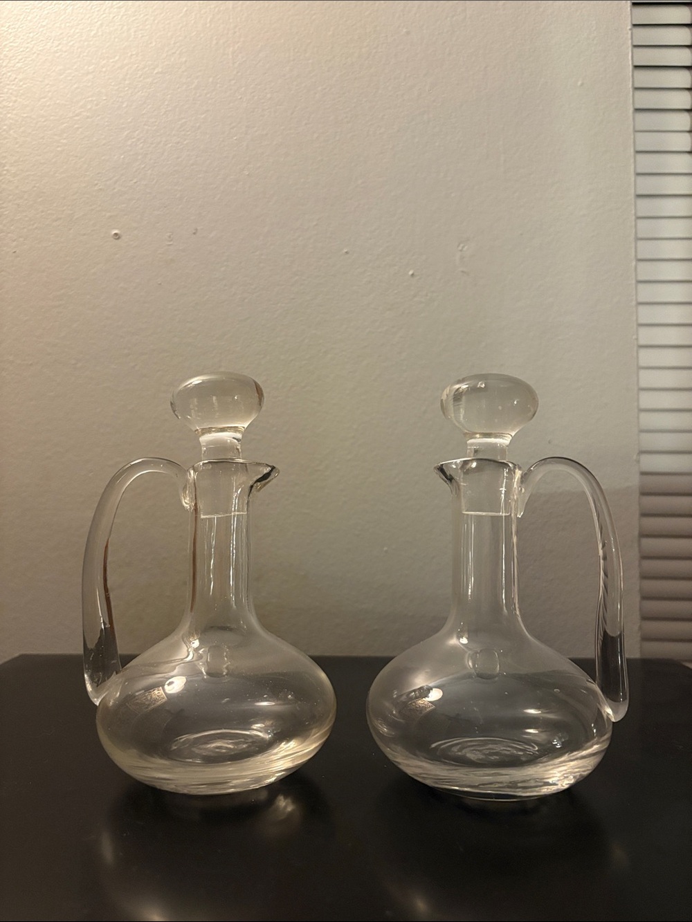 Clear Glass Cruet Set - Pair with Stoppers
